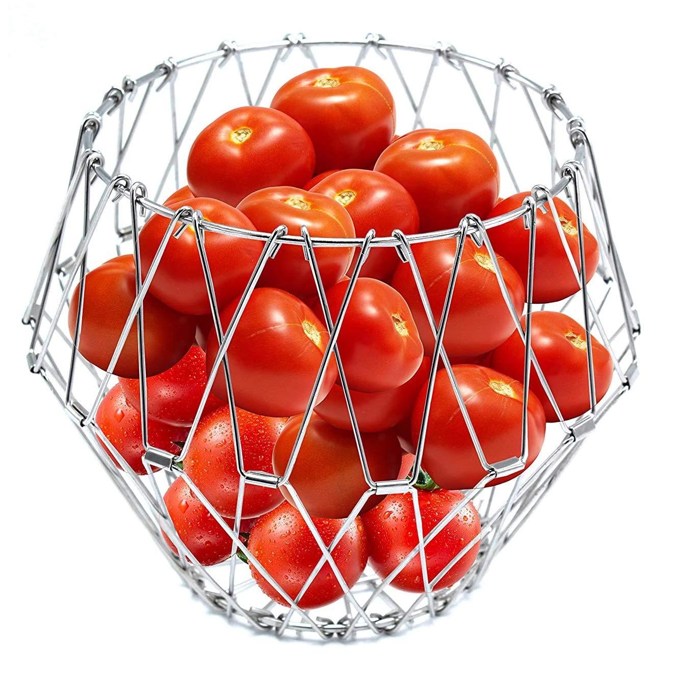 3040 Multipurpose Fruit Basket Stainless Steel Wire Bowl Foldable Basket for Vegetable / Fruits / Dining - SkyShopy 3040 Multipurpose Fruit Basket Stainless Steel Wire Bowl Foldable Basket for Vegetable / Fruits / Dining - SkyShopy